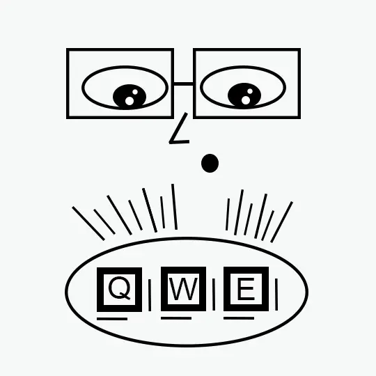 A face with glasses watching keys from a keyboard
